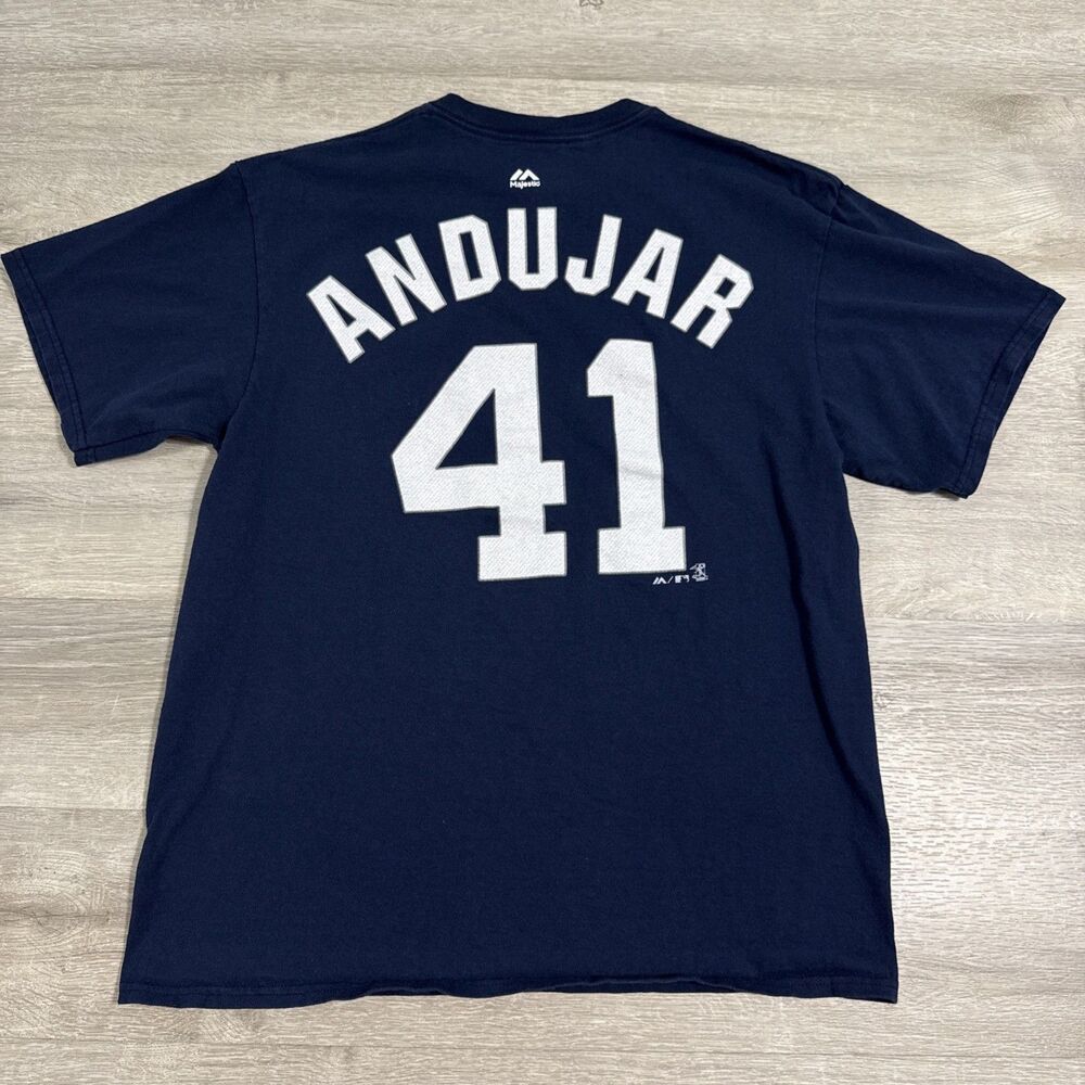 Miguel Andujar Shirt New York Yankees Men’s Large Blue Majestic MLB Baseball